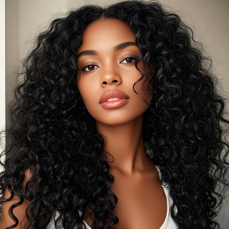 Aligrace Transparent Lace Front Natural Color Curly Human Hair Wigs