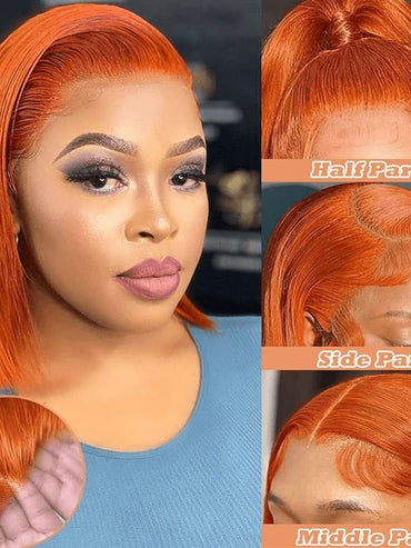 Aligrace 13x4 Lace Front Straight Human Hair BoB wigs Ginger Color Wig