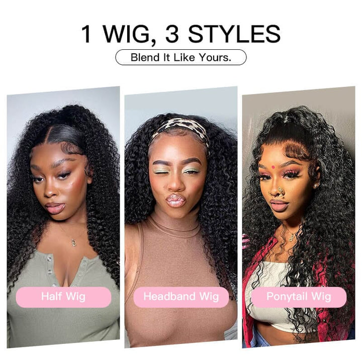 Aligrace Seamless &amp; Easy Flip Over Kinky Curly Half Wig