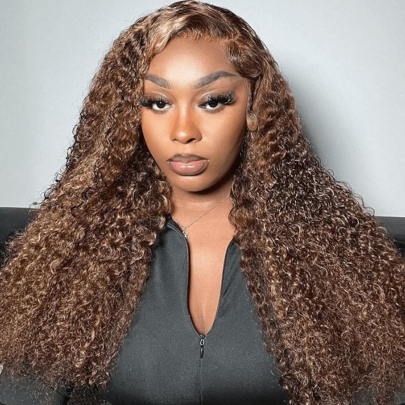 Aligrace Hair 13x4 Lace Water Wave Wigs HighLight Brown Color