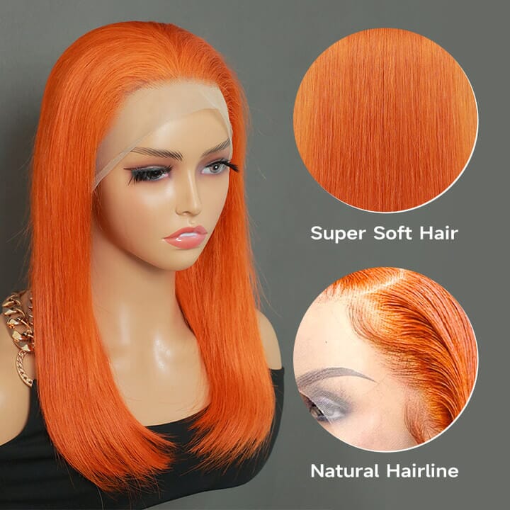 Aligrace 13x4 Lace Front Straight Human Hair BoB wigs Ginger Color Wig AliGrace 