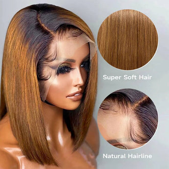 Aligrace 13x4 Lace Front Straight 1B/30 Color Short BoB Wig AliGrace