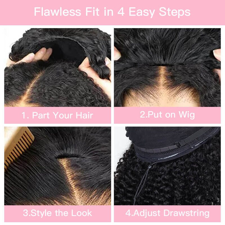 Aligrace Seamless &amp; Easy Flip Over Kinky Curly Half Wig