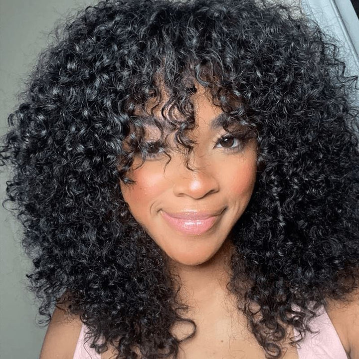 Ali Grace Full Machine Made Kinky Curly Wig With Bangs