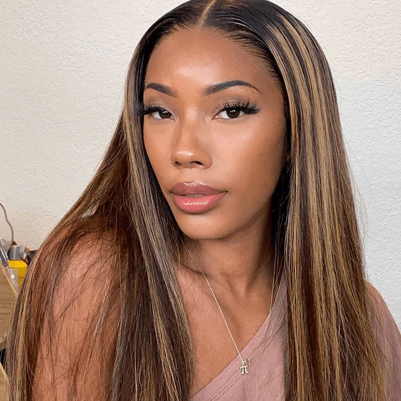 Ali Grace 13x4 Lace Front  Straight Hair Wig Highlight Brown Color