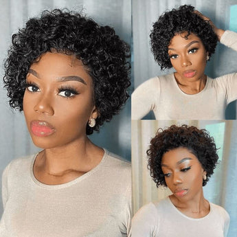 Ali Grace 13X1 Lace Pixie Cut Short Bob Curly Wigs