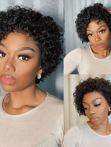 Ali Grace 13X1 Lace Pixie Cut Short Bob Curly Wigs