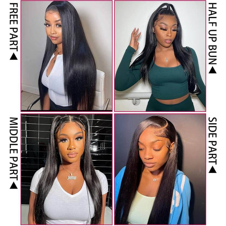 Aligrace 5x5 HD Lace Front Straight Wigs Natural Black