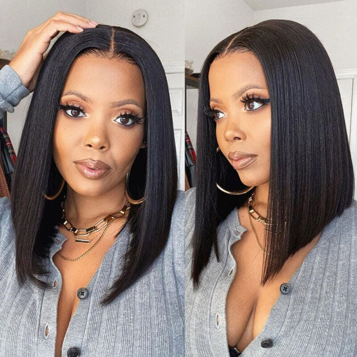 Aligrace Hair 5x5 Pre Cut Lace Wear and Go Glueless Straight Bob Wig for Black Women