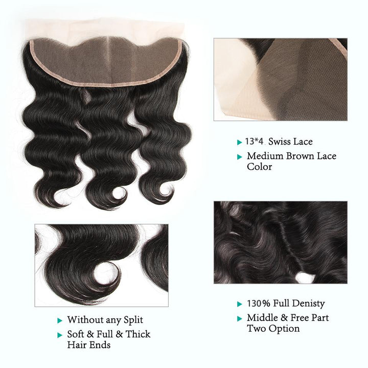 Ali Grace Body Wave Hair 3 Bundles With 13x4 Lace Frontal 