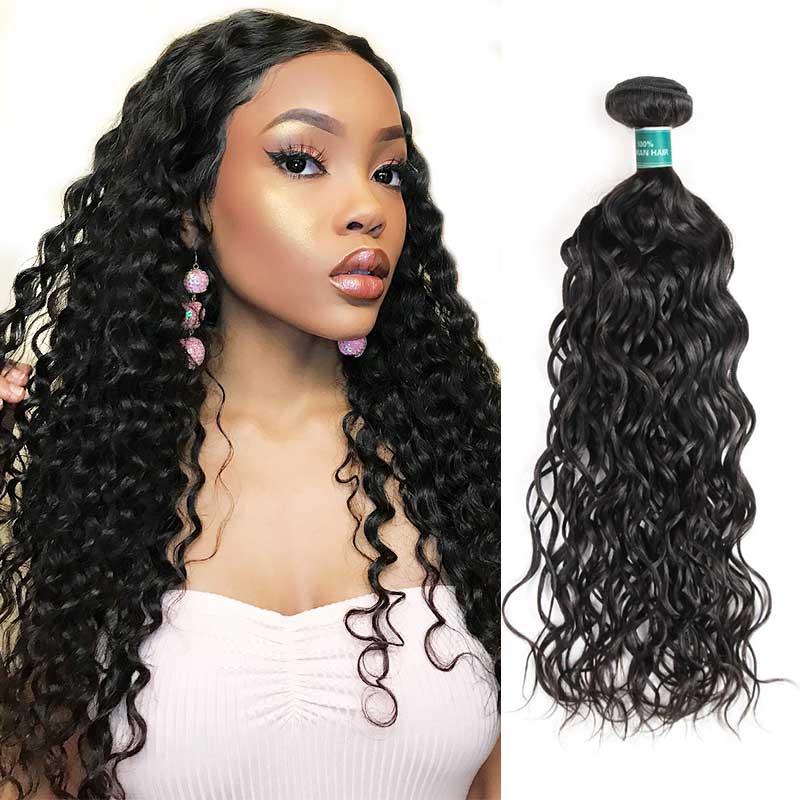 Water Wave Hair Bundles 1 Piece 100% Real Human Hair Bundles Unprocessed Water Wave Hair Weaves Water Wave Hair Bundles AliGrace 10 Malaysian 