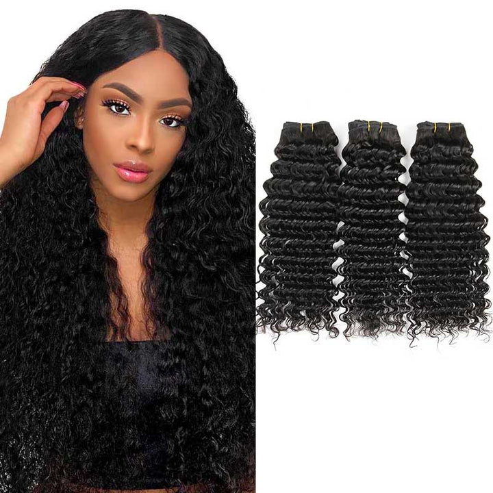 Ali Grace 12A Grace Deep Wave 3 Bundles Good Quality Hair Natural Black Color Deep Wave Hair Bundles AliGrace 101010 Malaysian 