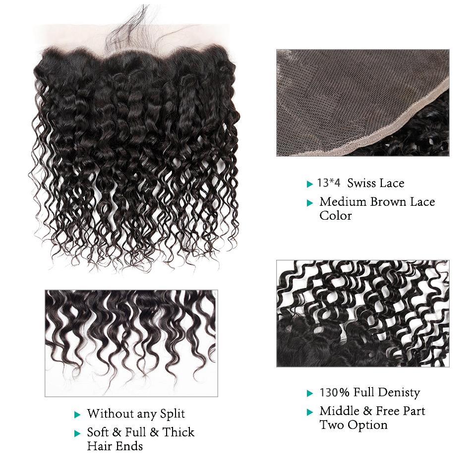 Ali Grace Water Wave Hair Bundles 3 Pcs With 13x4 Lace Frontal 