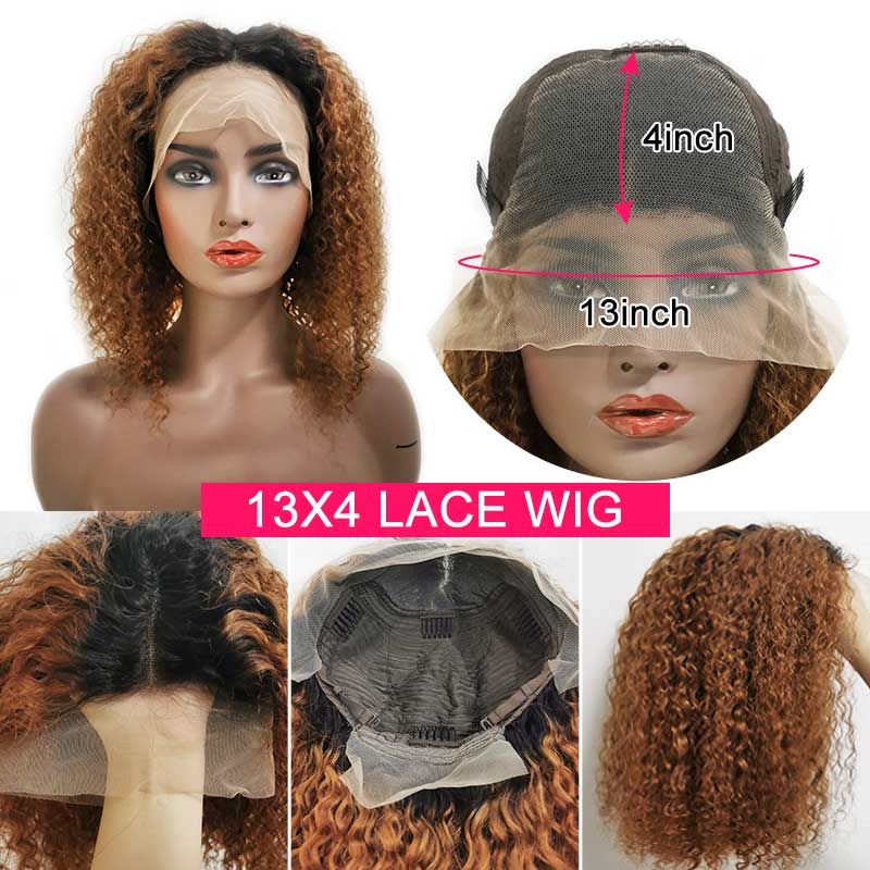 Aligrace 13x4 Lace Curly BoB Wigs Ombre 1B/30 