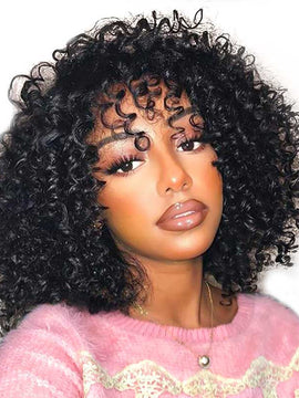 Ali Grace Full Machine Made Kinky Curly Wig With Bangs
