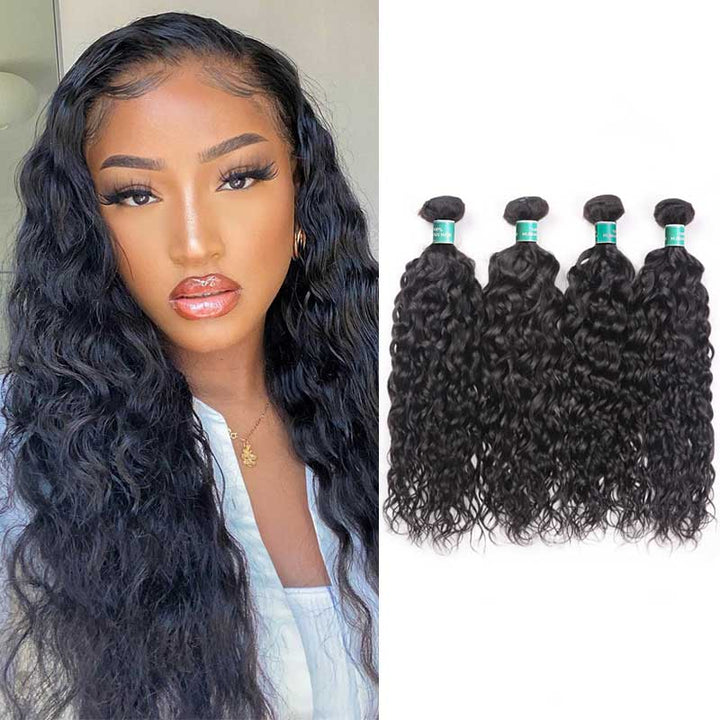 Ali Grace 4 Pcs Water Wave Remy Human Hair Bundles 