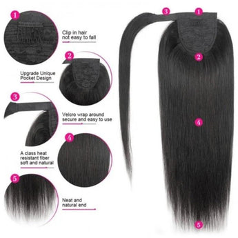 Ali Grace Straight Clip In Weave Ponytail Hair Extensions Human Hair Wrap Around High Ponytail With Weave 4x4 5x5 6x6 Lace Closure Wig AliGrace