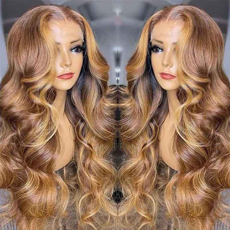 Aligrace 13x4 Frontal Lace Body Wave Glueless Wig 4/27 Highlight Color