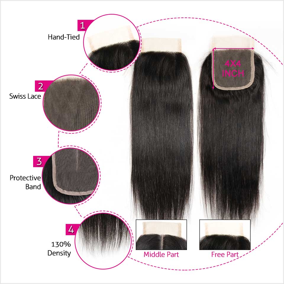 Brazilian Straight Hair 4*4 Lace Closure-4