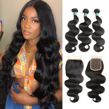 Ali Grace Hair Body Wave Hair Bundles 3Pcs With 4x4 Lace Closure