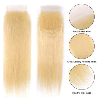 ALI GRACE Straight 613 Blonde 4x4 Lace Closure Pre Plucked With Baby hair 4*4 Lace Closure AliGrace