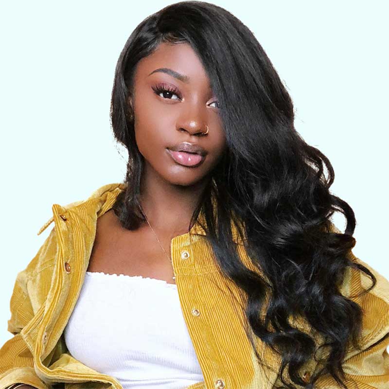 Aligrace U Part Lace Body Wave Glueless Wigs Natural Black 