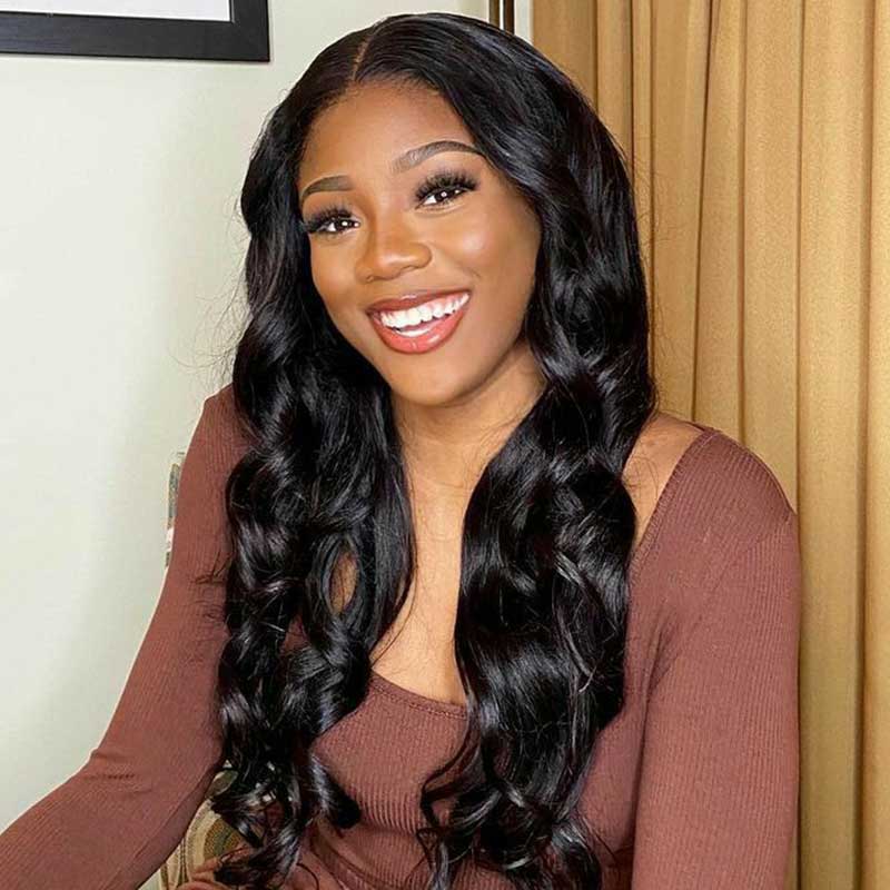 Aligrace U Part Lace Body Wave Glueless Wigs Natural Black 