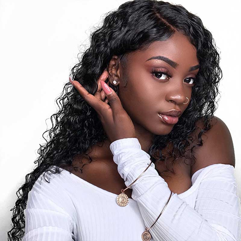 Aligrace 13x4 Lace Frontal Deep Wave Human Hair Wigs 