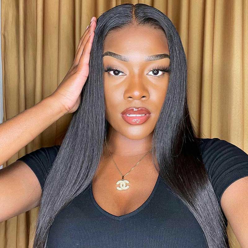 Aligrace 13x6 Frontal Lace Straight Wigs Natural Black
