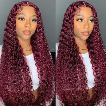 Aligrace 13x4 Lace Deep Wave Wigs 99j Color 