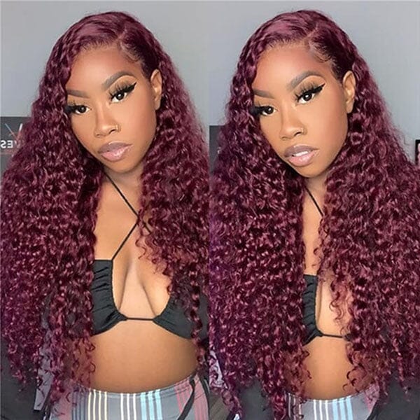 Aligrace 13x4 Lace Deep Wave Wigs 99j Color 