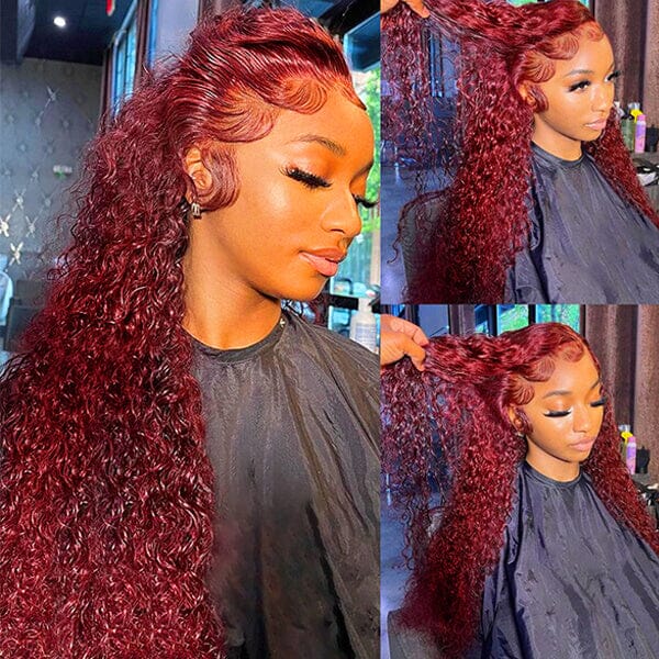 Aligrace 13x4 Lace Deep Wave Wigs 99j Color 