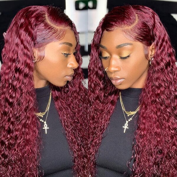 Aligrace 13x4 Lace Deep Wave Wigs 99j Color 