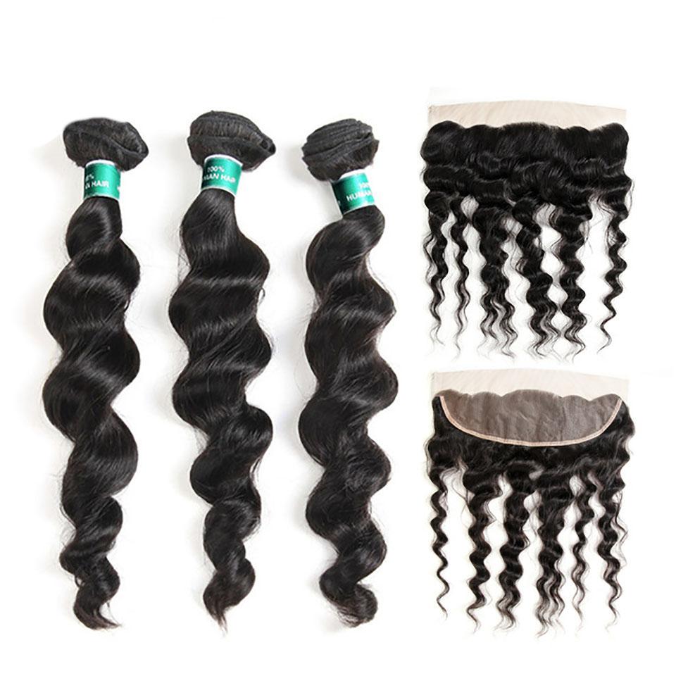 Ali Grace Loose Wave Hair Bundles 3 Pcs With 13x4 Lace Frontal 