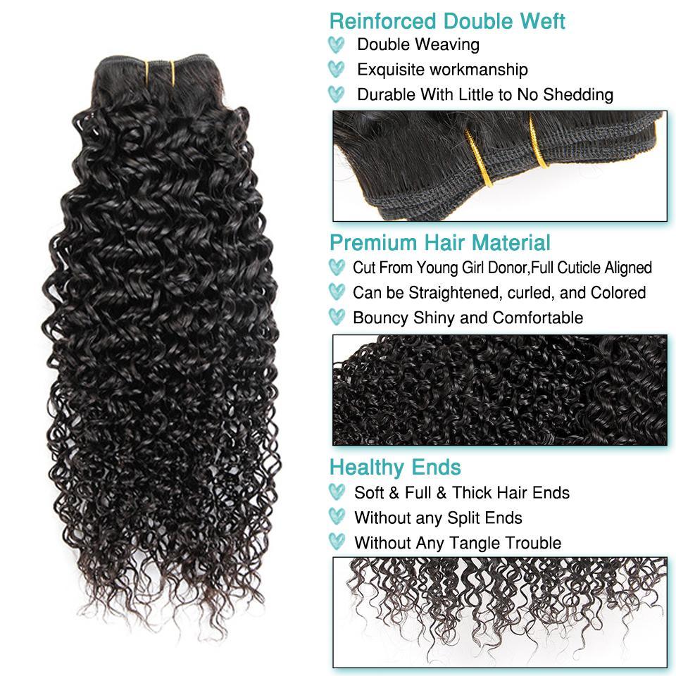 Ali Grace Kinky Curly Hair Weave Bundles 3 Pcs with 13x4 Lace Frontal