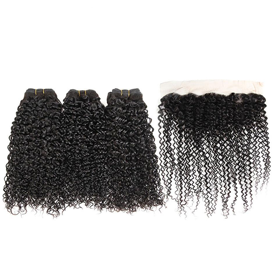 Ali Grace Kinky Curly Hair Bundles 3 Pcs With 13x4 Lace Frontal 