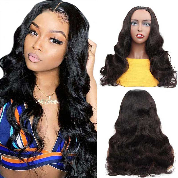 Aligrace U Part Lace Body Wave Glueless Wigs Natural Black 