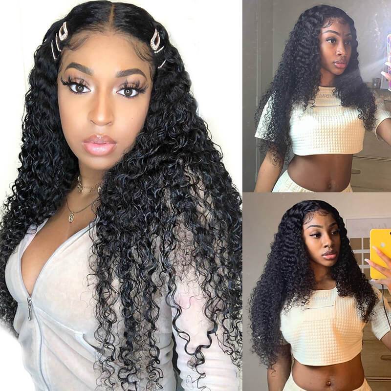 Aligrace 4x4 Lace Closure Curly Human Hair Wigs 