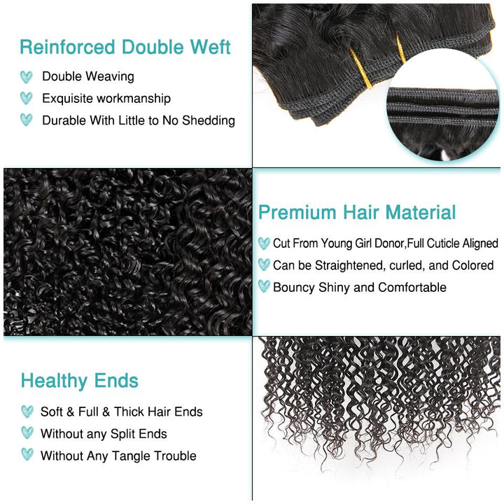Ali Grace Kinky Curly Hair Bundles 3 Pcs With 13x4 Lace Frontal 
