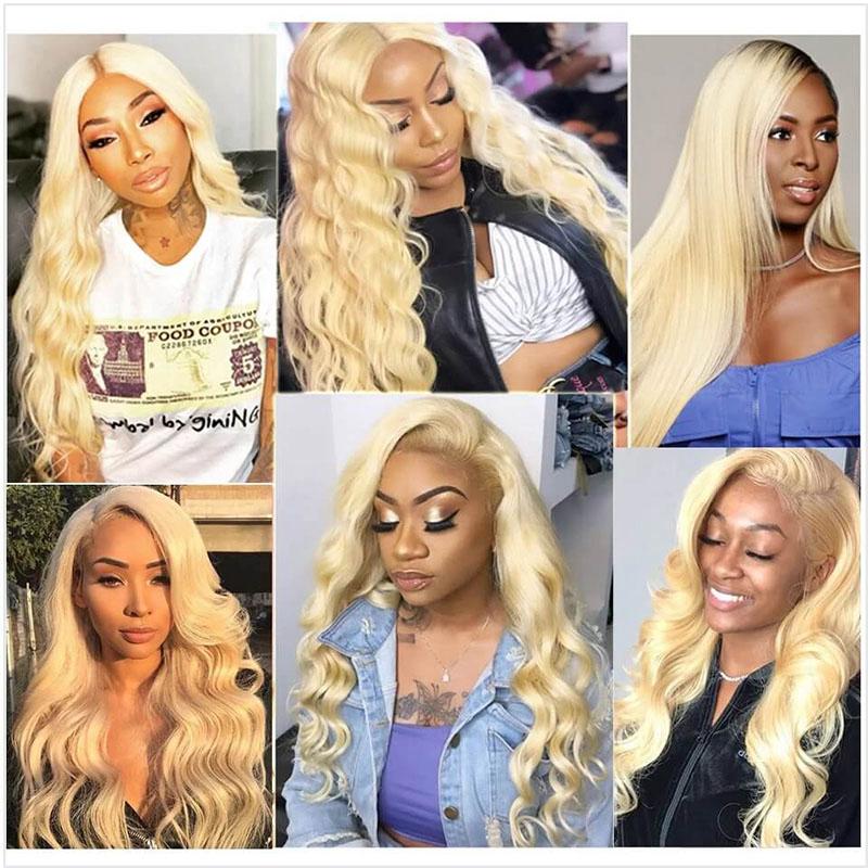 Aligrace 13X4 Frontal Lace Body Wave Wigs Blonde Color 