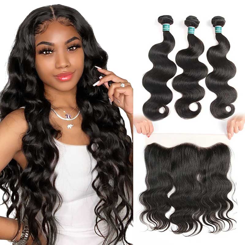 Ali Grace Body Wave Hair 3 Bundles With 13x4 Lace Frontal 
