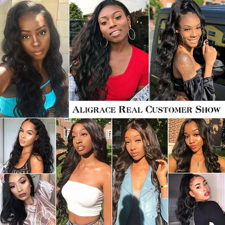 Ali Grace Body Wave Human Hair Bundles 4 Pcs With 4x4 Lace Closure 