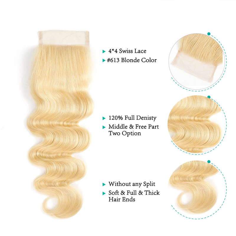 Ali Grace Body Wave Hair Bundles 3 Pcs With 4x4 Closure Blonde Color