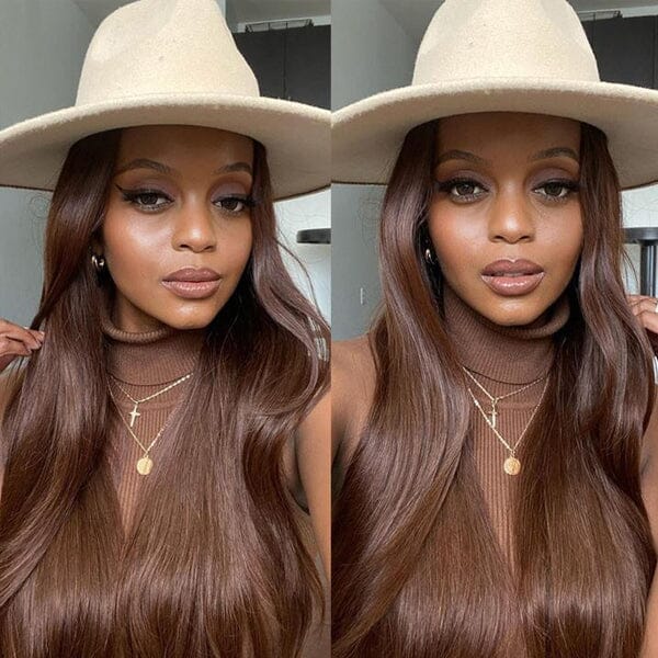 Aligrace 13x4 Lace Straight Wigs #4 Chocolate Brown Color 