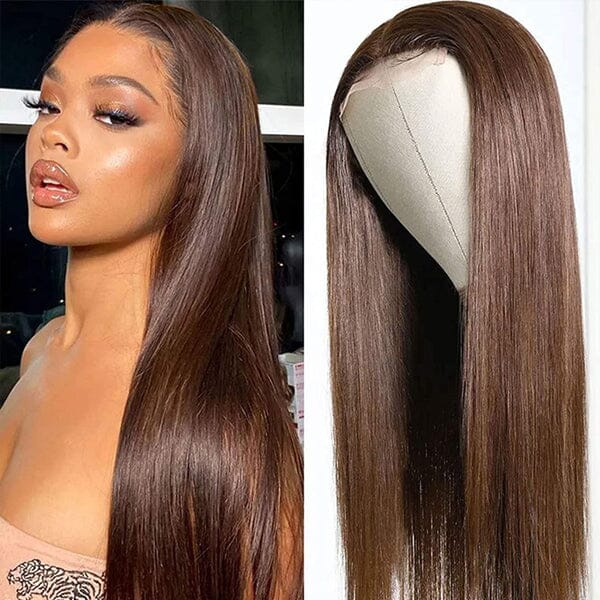 Aligrace 13x4 Lace Straight Wigs #4 Chocolate Brown Color 