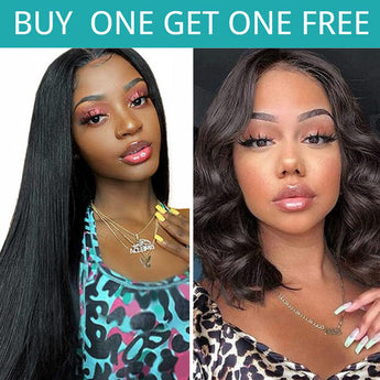 Buy One Get One Free 4x4 Lace Closure Straight Wigs and Bob Body Wave T Part Wigs AliGrace 