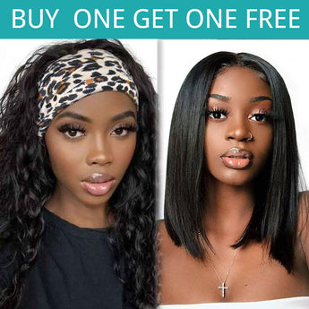 Buy One Get One Free Headband Water Wave Wigs and Bob 13x4 Lace Front Wigs AliGrace 