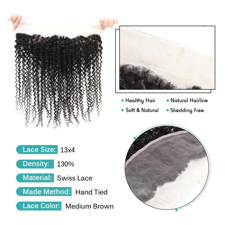 Ali Grace Kinky Curly Hair Bundles 3 Pcs With 13x4 Lace Frontal 