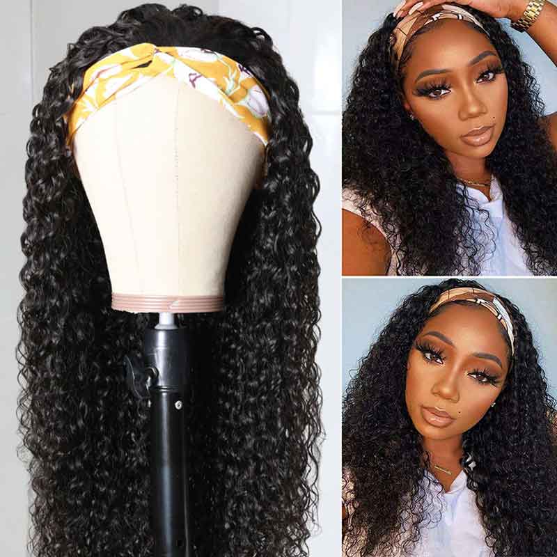 Aligrace Headband Kinky Curly Wigs For Black Women