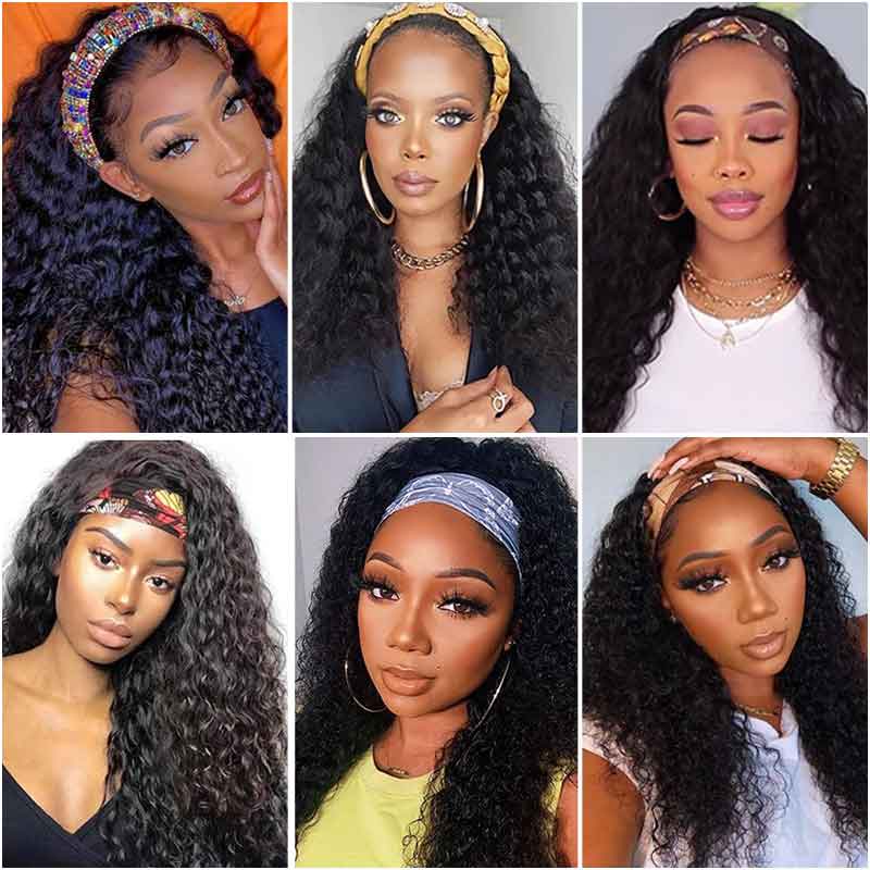 Aligrace Headband Kinky Curly Wigs For Black Women
